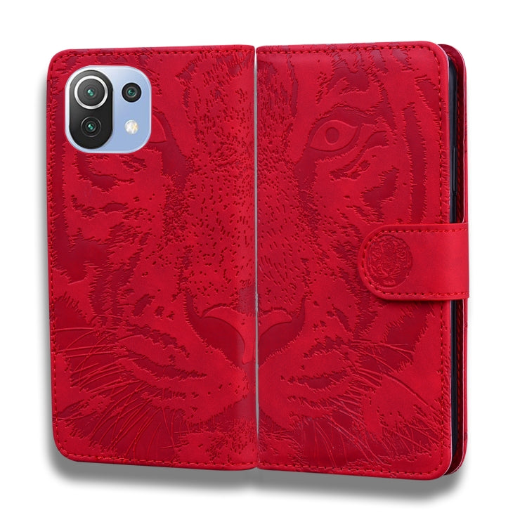 For Xiaomi Mi 11 Lite Tiger Embossing Pattern Horizontal Flip Leather Case with Holder & Card Slots & Wallet