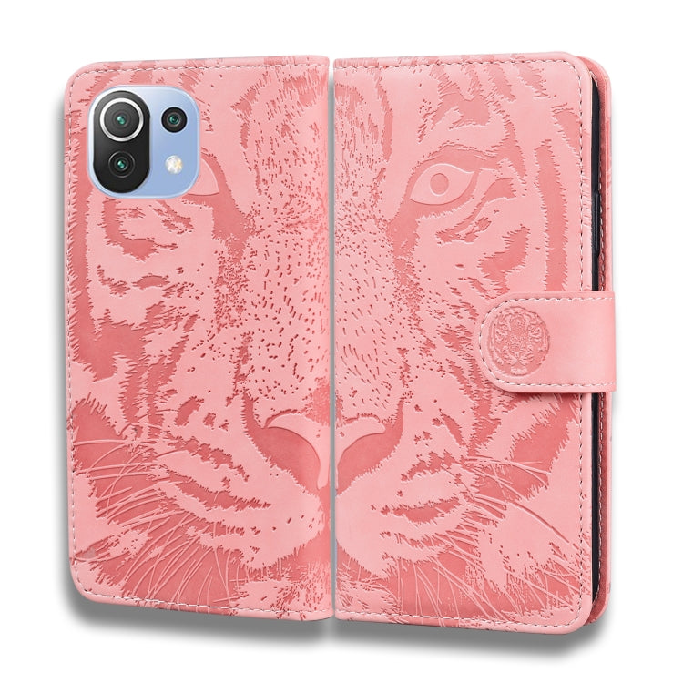 For Xiaomi Mi 11 Lite Tiger Embossing Pattern Horizontal Flip Leather Case with Holder & Card Slots & Wallet