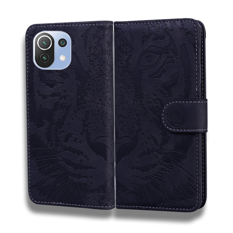 For Xiaomi Mi 11 Lite Tiger Embossing Pattern Horizontal Flip Leather Case with Holder & Card Slots & Wallet