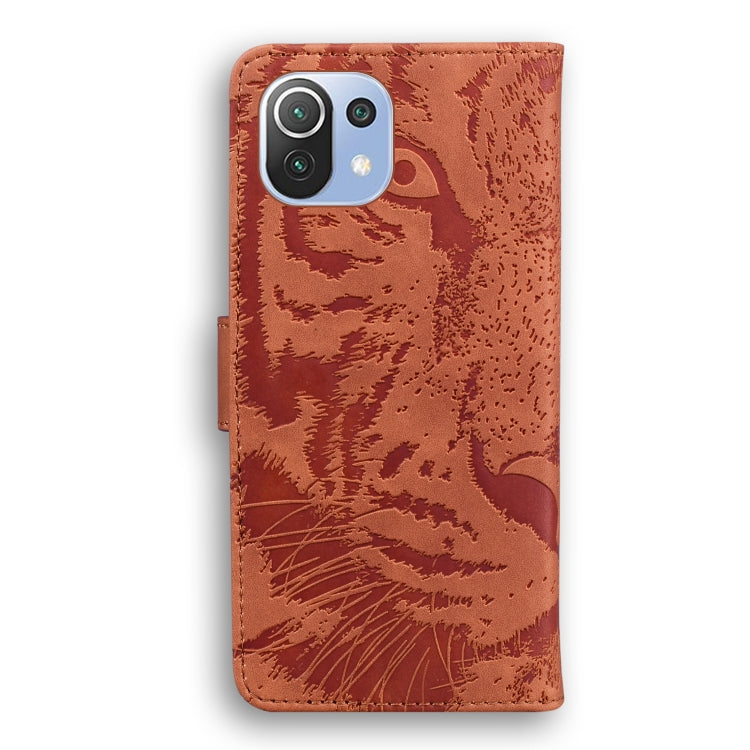 For Xiaomi Mi 11 Lite Tiger Embossing Pattern Horizontal Flip Leather Case with Holder & Card Slots & Wallet