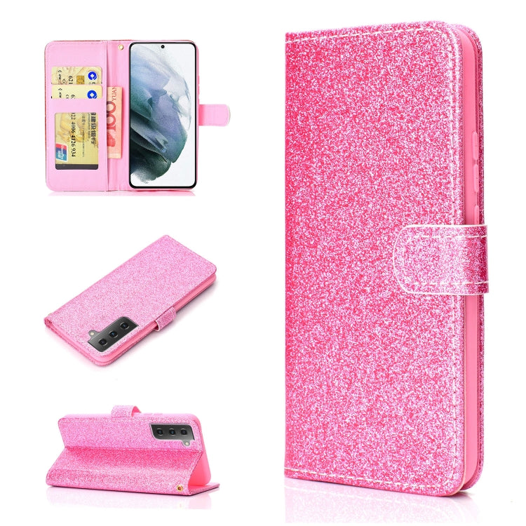 For Samsung Galaxy S21 FE Glitter Powder Horizontal Flip Leather Case with Card Slots & Holder & Photo Frame & Wallet