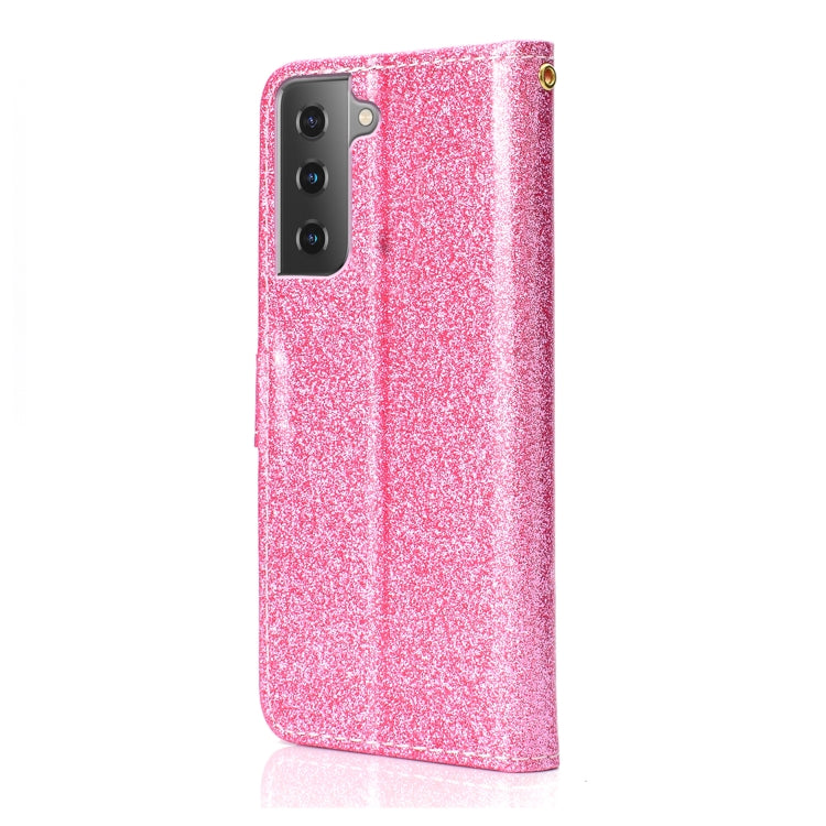 For Samsung Galaxy S21 FE Glitter Powder Horizontal Flip Leather Case with Card Slots & Holder & Photo Frame & Wallet