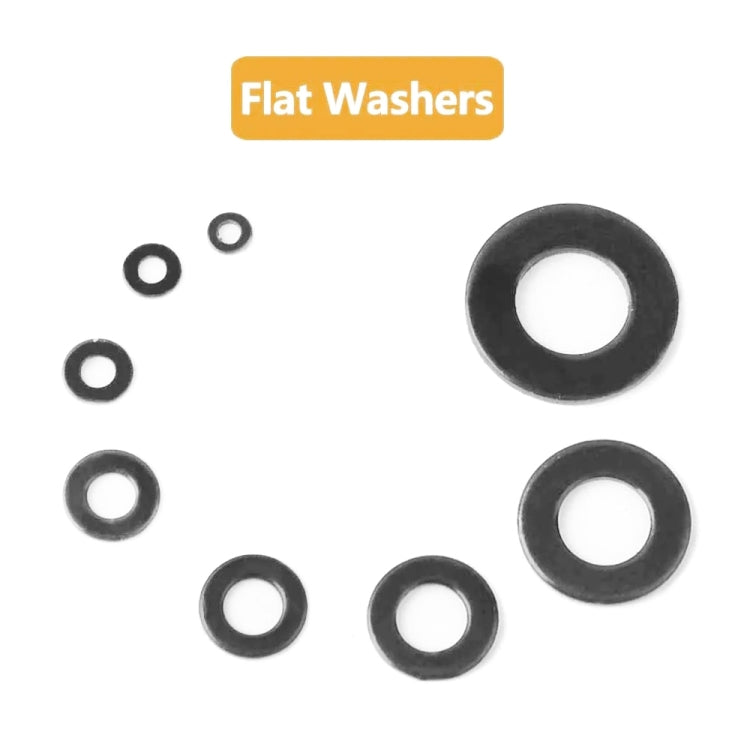A5715 480 PCS 8 Sizes Black Carbon Steel Flat Washers Set