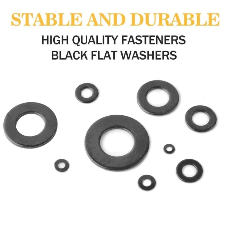 A5718 684 PCS 9 Sizes Black Carbon Steel Flat Washers Set