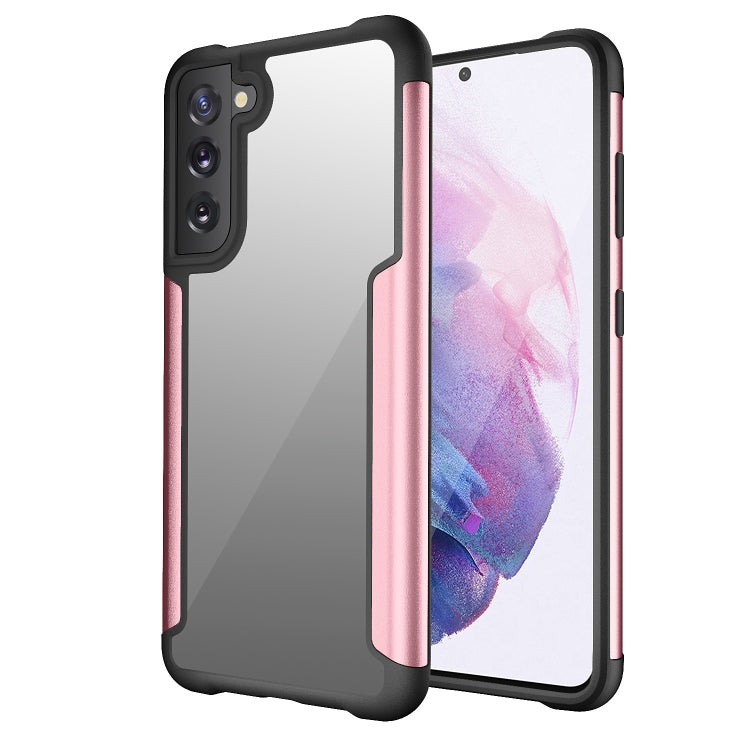 For Samsung Galaxy S21 FE Iron Man Series Metal PC + TPU Protective Case