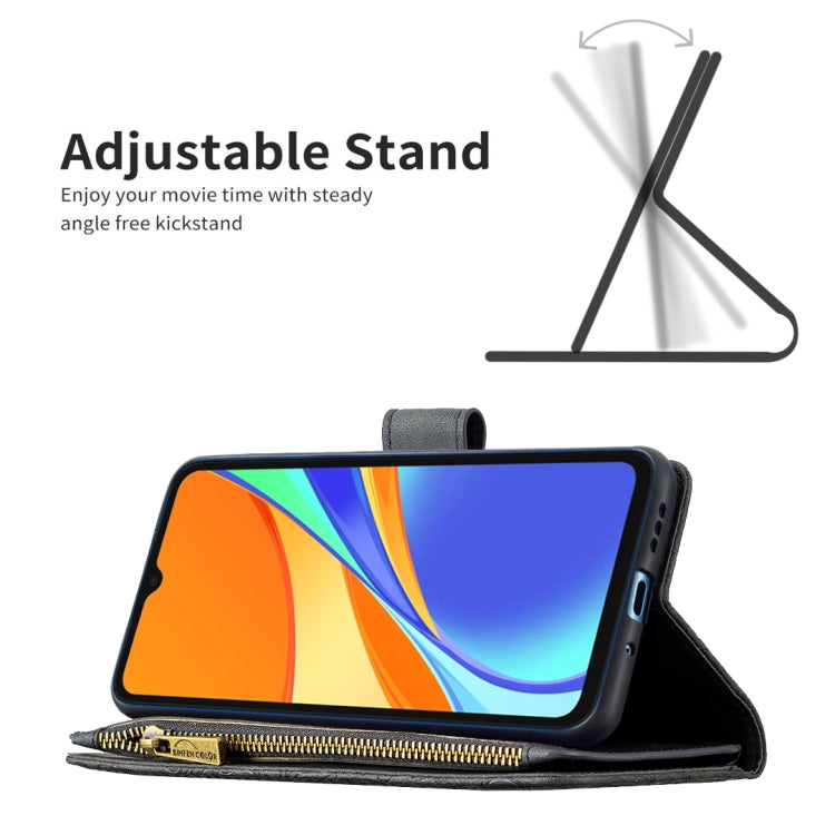 For Xiaomi Redmi 9C Flying Butterfly Embossing Pattern Zipper Horizontal Flip Leather Case with Holder & Card Slots & Wallet