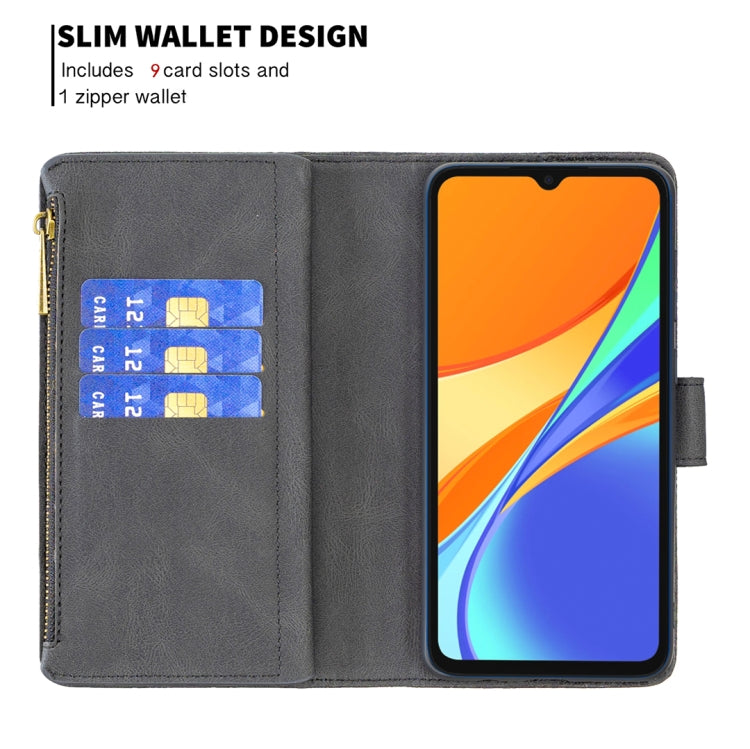 For Xiaomi Redmi 9C Flying Butterfly Embossing Pattern Zipper Horizontal Flip Leather Case with Holder & Card Slots & Wallet