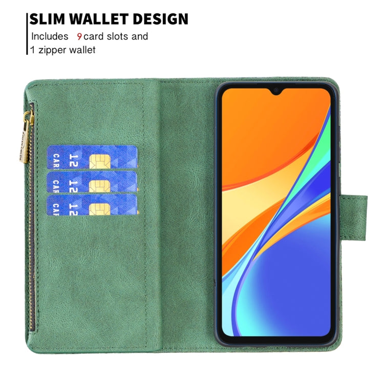 For Xiaomi Redmi 9C Flying Butterfly Embossing Pattern Zipper Horizontal Flip Leather Case with Holder & Card Slots & Wallet