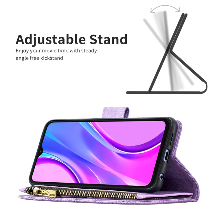 For Xiaomi Redmi 9 Flying Butterfly Embossing Pattern Zipper Horizontal Flip Leather Case with Holder & Card Slots & Wallet