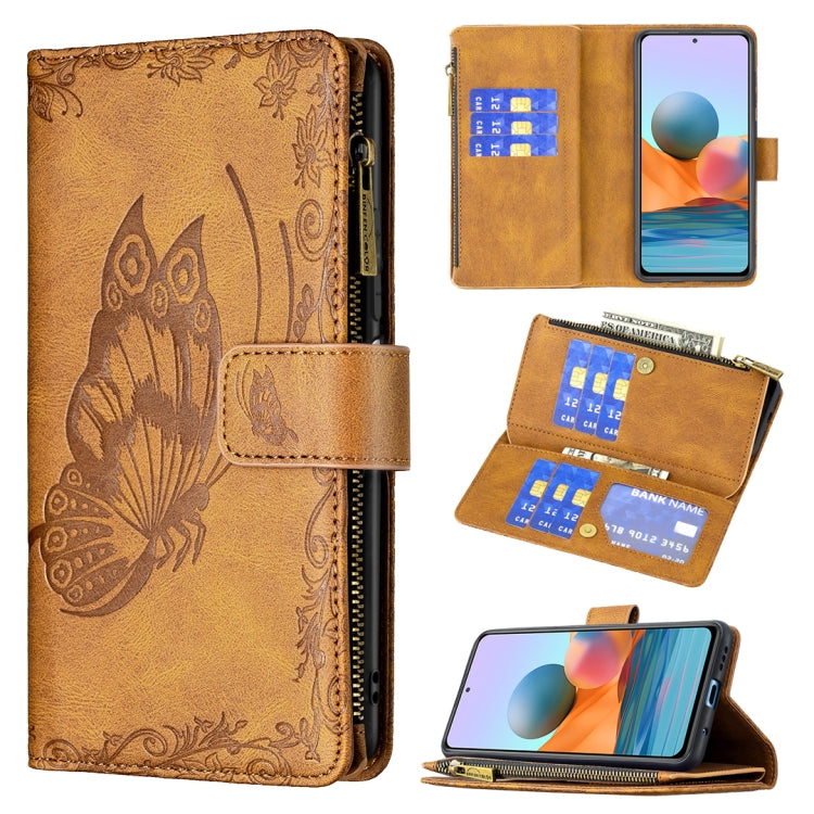For Xiaomi Redmi Note 10 Pro Flying Butterfly Embossing Pattern Zipper Horizontal Flip Leather Case with Holder & Card Slots & Wallet