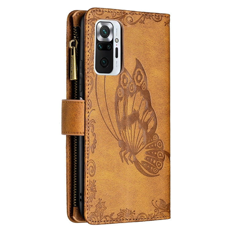 For Xiaomi Redmi Note 10 Pro Flying Butterfly Embossing Pattern Zipper Horizontal Flip Leather Case with Holder & Card Slots & Wallet