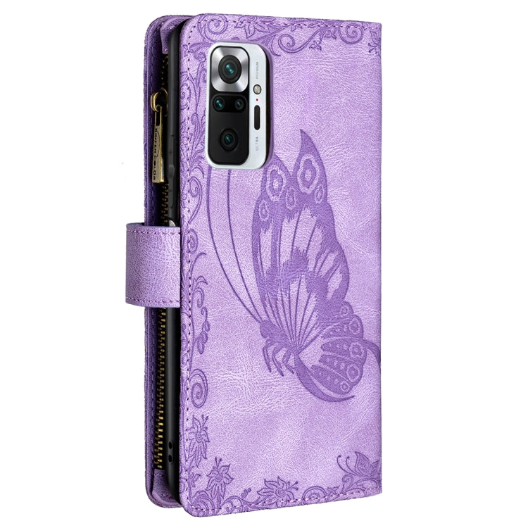 For Xiaomi Redmi Note 10 Pro Flying Butterfly Embossing Pattern Zipper Horizontal Flip Leather Case with Holder & Card Slots & Wallet