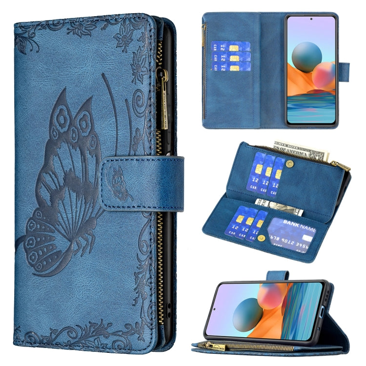 For Xiaomi Redmi Note 10 Pro Flying Butterfly Embossing Pattern Zipper Horizontal Flip Leather Case with Holder & Card Slots & Wallet