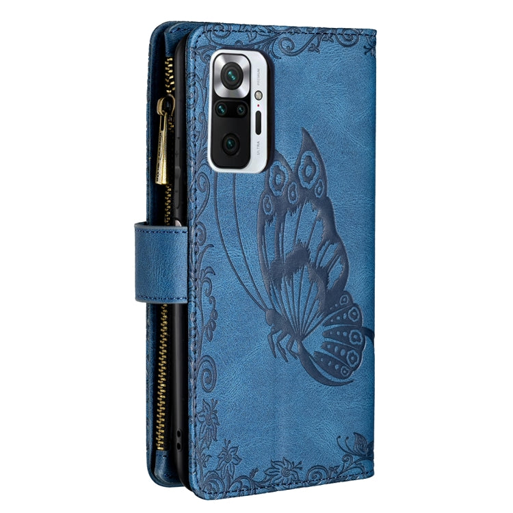 For Xiaomi Redmi Note 10 Pro Flying Butterfly Embossing Pattern Zipper Horizontal Flip Leather Case with Holder & Card Slots & Wallet