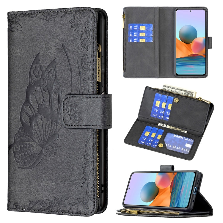 For Xiaomi Redmi Note 10 Pro Flying Butterfly Embossing Pattern Zipper Horizontal Flip Leather Case with Holder & Card Slots & Wallet
