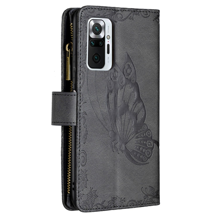 For Xiaomi Redmi Note 10 Pro Flying Butterfly Embossing Pattern Zipper Horizontal Flip Leather Case with Holder & Card Slots & Wallet