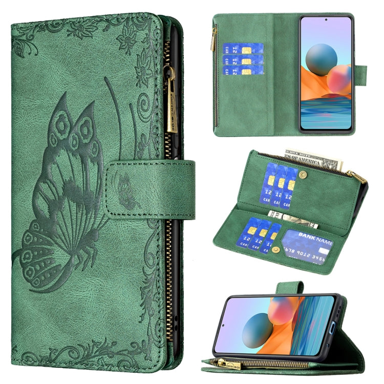 For Xiaomi Redmi Note 10 Pro Flying Butterfly Embossing Pattern Zipper Horizontal Flip Leather Case with Holder & Card Slots & Wallet