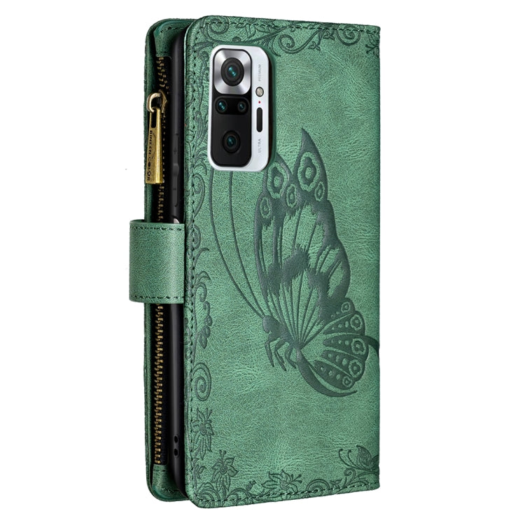 For Xiaomi Redmi Note 10 Pro Flying Butterfly Embossing Pattern Zipper Horizontal Flip Leather Case with Holder & Card Slots & Wallet