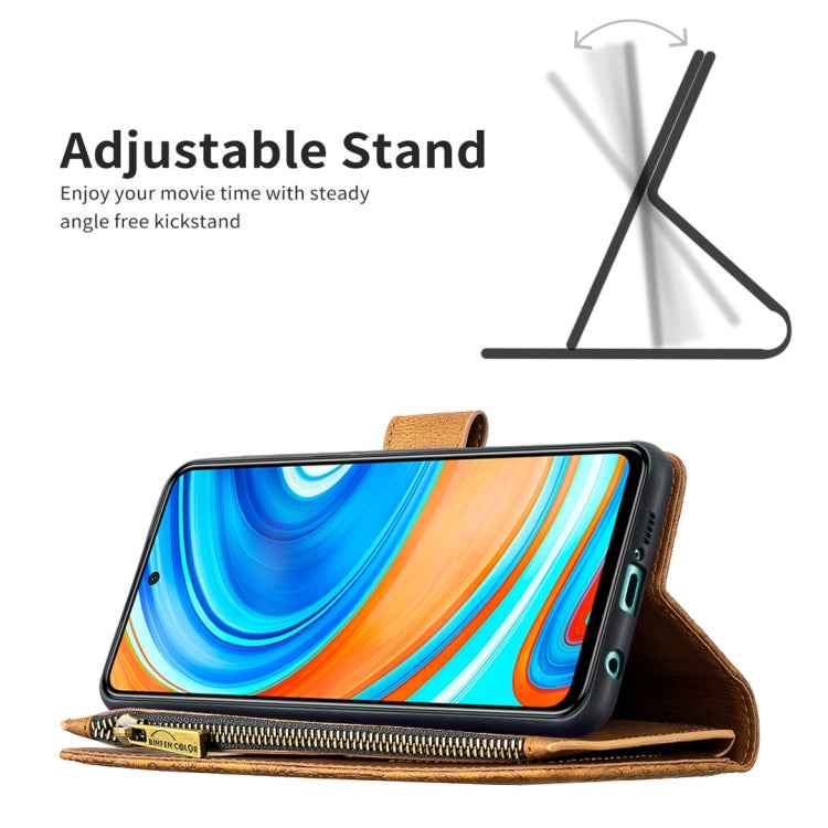 For Xiaomi Redmi Note 9 Pro Max Flying Butterfly Embossing Pattern Zipper Horizontal Flip Leather Case with Holder & Card Slots & Wallet