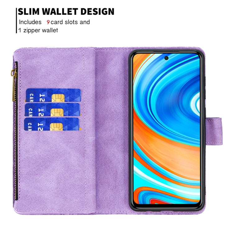 For Xiaomi Redmi Note 9 Pro Max Flying Butterfly Embossing Pattern Zipper Horizontal Flip Leather Case with Holder & Card Slots & Wallet