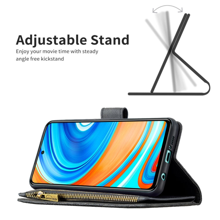 For Xiaomi Redmi Note 9 Pro Max Flying Butterfly Embossing Pattern Zipper Horizontal Flip Leather Case with Holder & Card Slots & Wallet