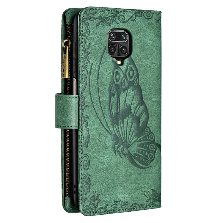 For Xiaomi Redmi Note 9 Pro Max Flying Butterfly Embossing Pattern Zipper Horizontal Flip Leather Case with Holder & Card Slots & Wallet