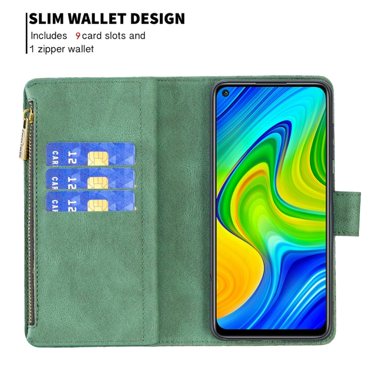 For Xiaomi Redmi Note 9 Flying Butterfly Embossing Pattern Zipper Horizontal Flip Leather Case with Holder & Card Slots & Wallet