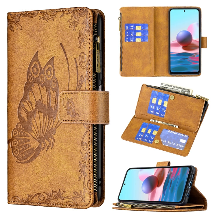 For Xiaomi Redmi Note 10 4G Flying Butterfly Embossing Pattern Zipper Horizontal Flip Leather Case with Holder & Card Slots & Wallet