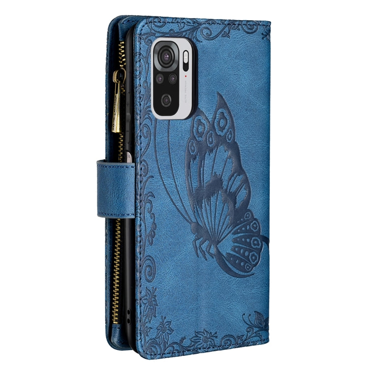 For Xiaomi Redmi Note 10 4G Flying Butterfly Embossing Pattern Zipper Horizontal Flip Leather Case with Holder & Card Slots & Wallet