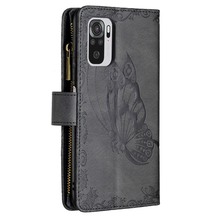 For Xiaomi Redmi Note 10 4G Flying Butterfly Embossing Pattern Zipper Horizontal Flip Leather Case with Holder & Card Slots & Wallet