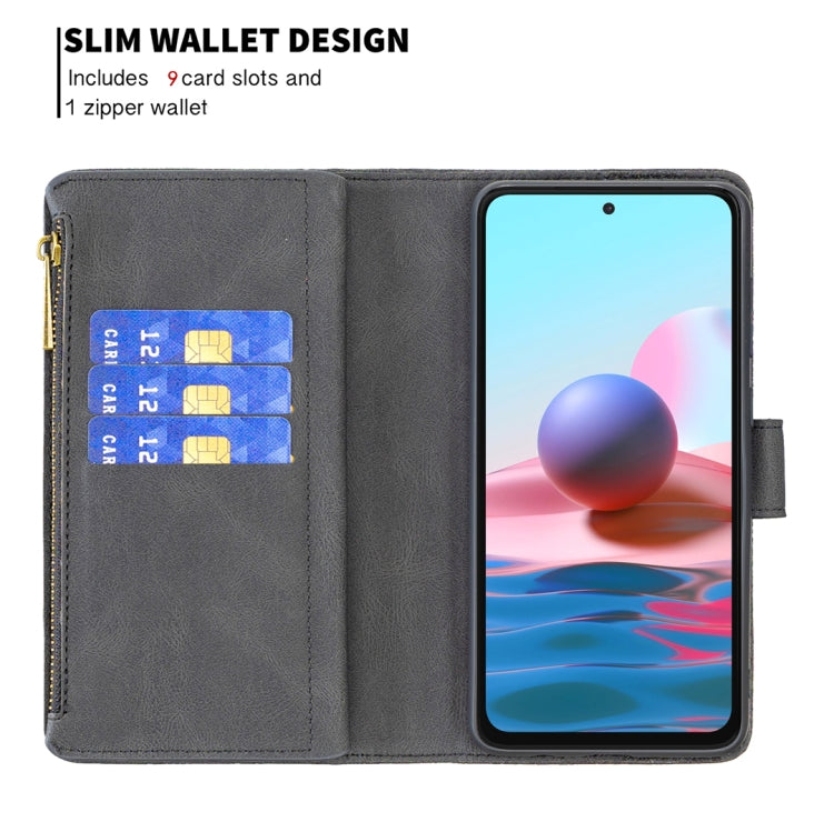 For Xiaomi Redmi Note 10 4G Flying Butterfly Embossing Pattern Zipper Horizontal Flip Leather Case with Holder & Card Slots & Wallet