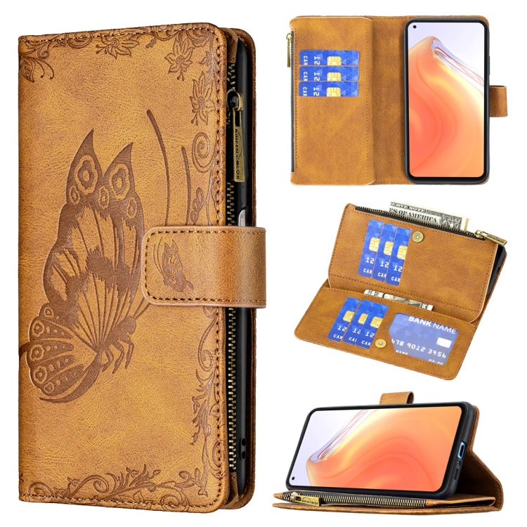 For Xiaomi Mi 10T Pro 5G Flying Butterfly Embossing Pattern Zipper Horizontal Flip Leather Case with Holder & Card Slots & Wallet