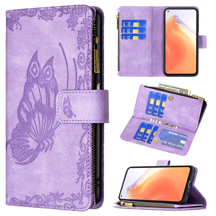 For Xiaomi Mi 10T Pro 5G Flying Butterfly Embossing Pattern Zipper Horizontal Flip Leather Case with Holder & Card Slots & Wallet