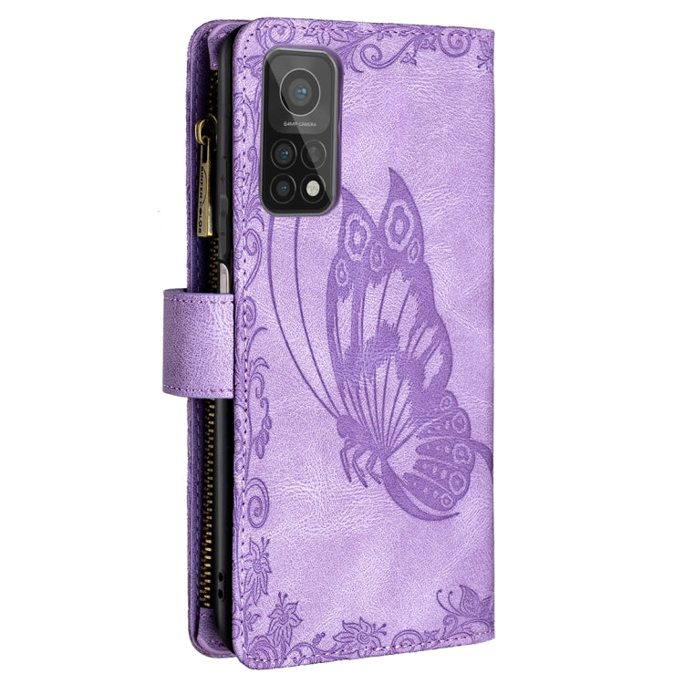 For Xiaomi Mi 10T Pro 5G Flying Butterfly Embossing Pattern Zipper Horizontal Flip Leather Case with Holder & Card Slots & Wallet