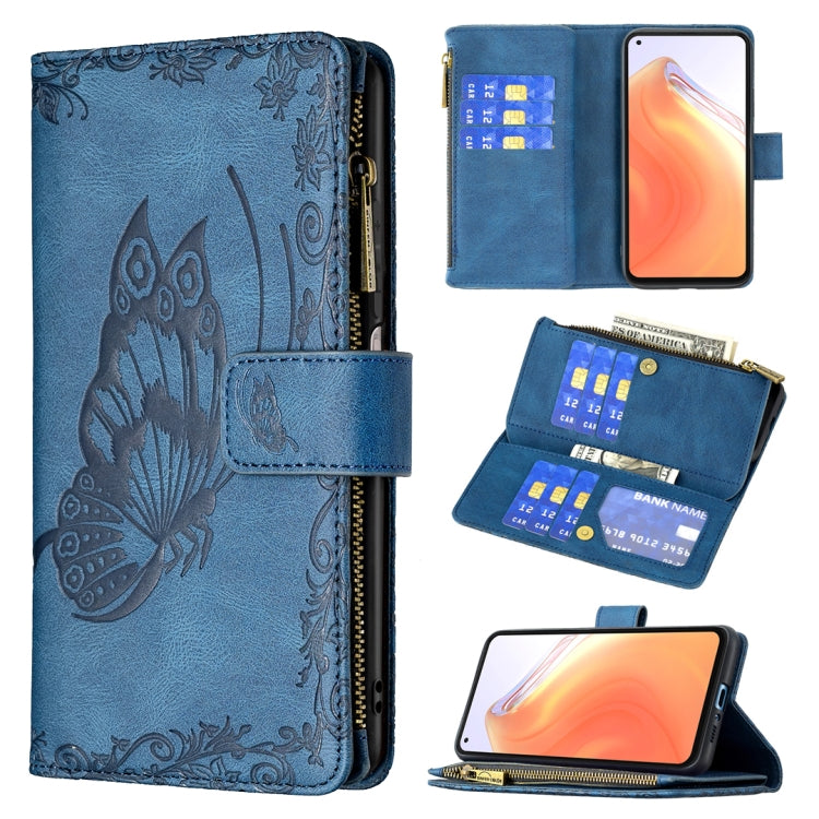 For Xiaomi Mi 10T Pro 5G Flying Butterfly Embossing Pattern Zipper Horizontal Flip Leather Case with Holder & Card Slots & Wallet