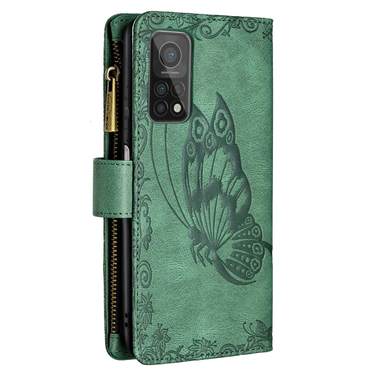 For Xiaomi Mi 10T Pro 5G Flying Butterfly Embossing Pattern Zipper Horizontal Flip Leather Case with Holder & Card Slots & Wallet