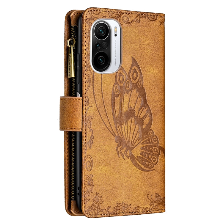 For Xiaomi Mi 11i/Poco F3/Redmi K40 Flying Butterfly Embossing Pattern Zipper Horizontal Flip Leather Case with Holder & Card Slots & Wallet