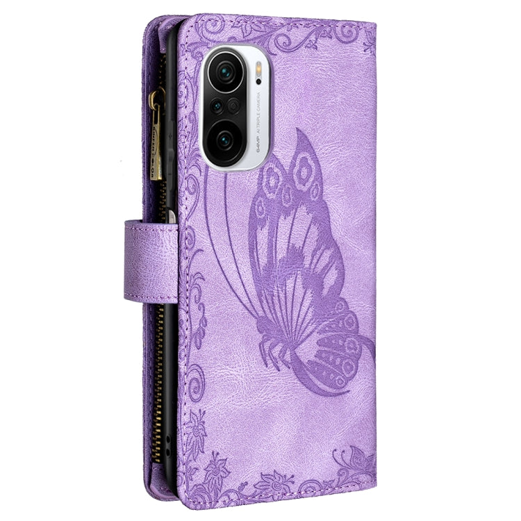 For Xiaomi Mi 11i/Poco F3/Redmi K40 Flying Butterfly Embossing Pattern Zipper Horizontal Flip Leather Case with Holder & Card Slots & Wallet