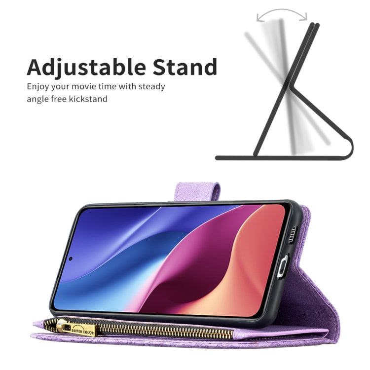 For Xiaomi Mi 11i/Poco F3/Redmi K40 Flying Butterfly Embossing Pattern Zipper Horizontal Flip Leather Case with Holder & Card Slots & Wallet