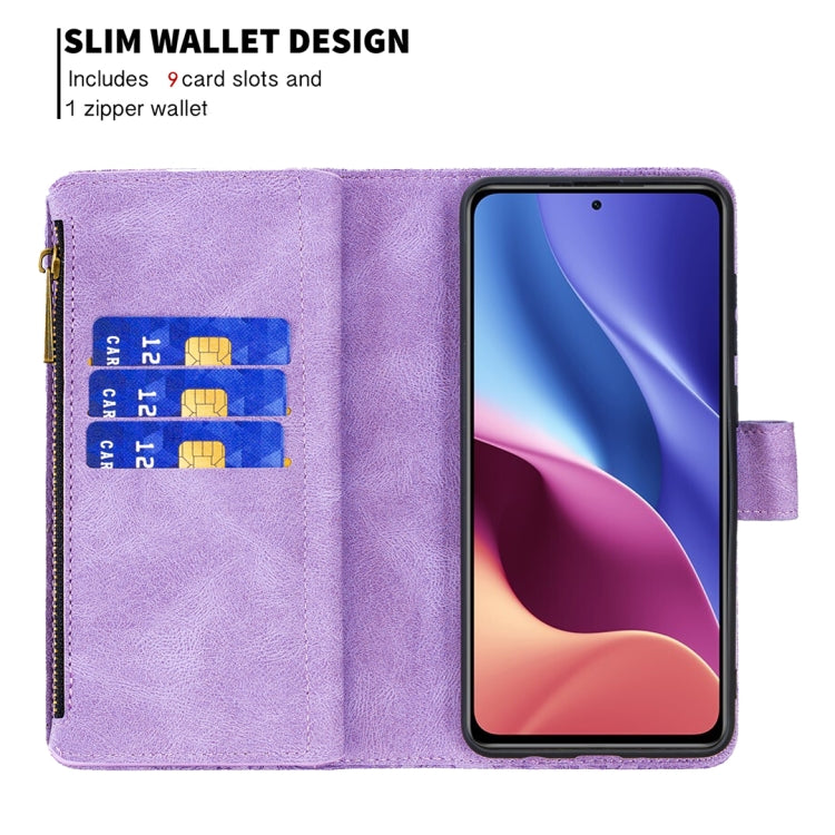 For Xiaomi Mi 11i/Poco F3/Redmi K40 Flying Butterfly Embossing Pattern Zipper Horizontal Flip Leather Case with Holder & Card Slots & Wallet