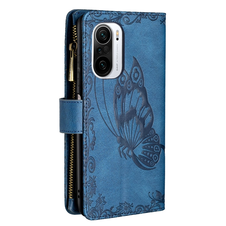 For Xiaomi Mi 11i/Poco F3/Redmi K40 Flying Butterfly Embossing Pattern Zipper Horizontal Flip Leather Case with Holder & Card Slots & Wallet