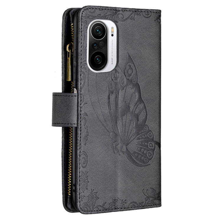 For Xiaomi Mi 11i/Poco F3/Redmi K40 Flying Butterfly Embossing Pattern Zipper Horizontal Flip Leather Case with Holder & Card Slots & Wallet