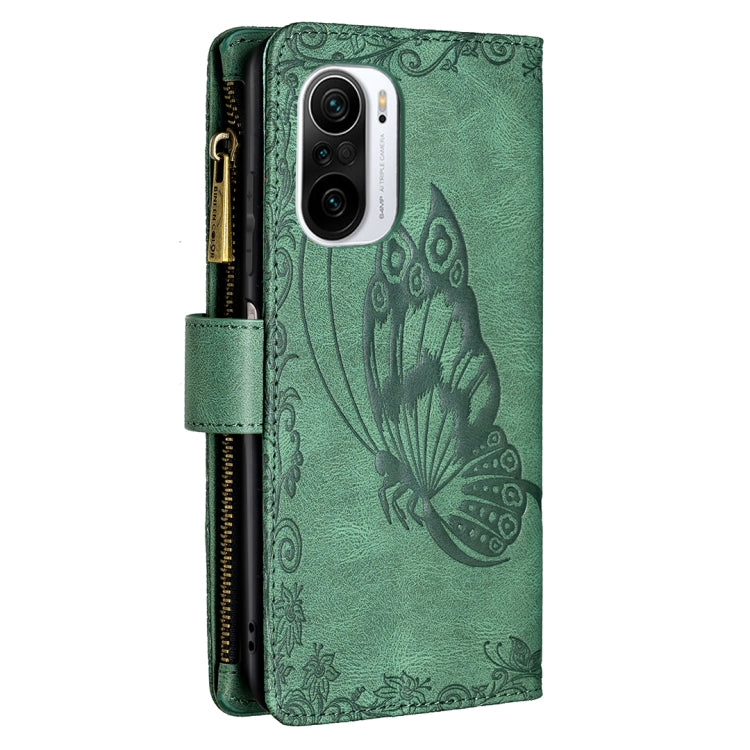 For Xiaomi Mi 11i/Poco F3/Redmi K40 Flying Butterfly Embossing Pattern Zipper Horizontal Flip Leather Case with Holder & Card Slots & Wallet