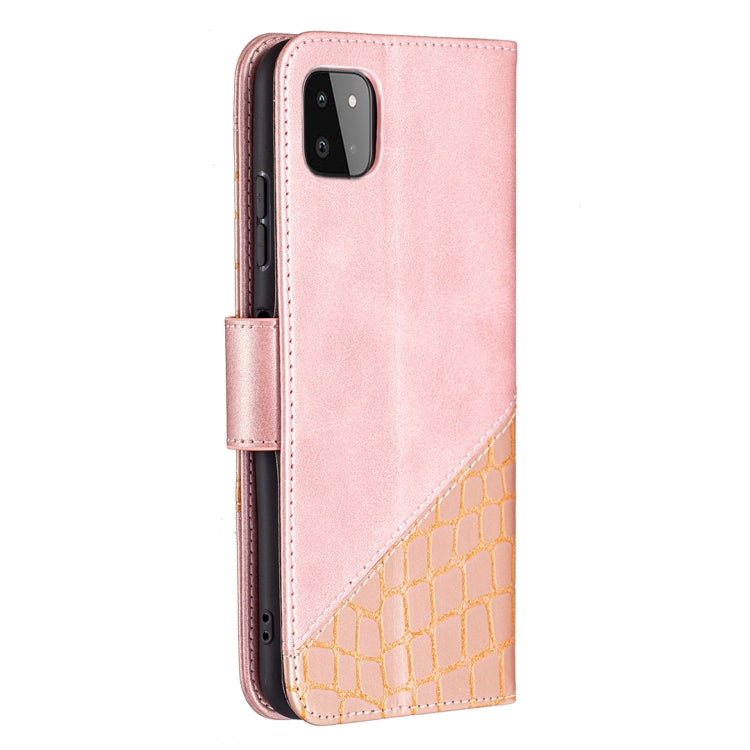 For Samsung Galaxy A22 5G Matching Color Crocodile Texture Horizontal Flip PU Leather Case with Wallet & Holder & Card Slots
