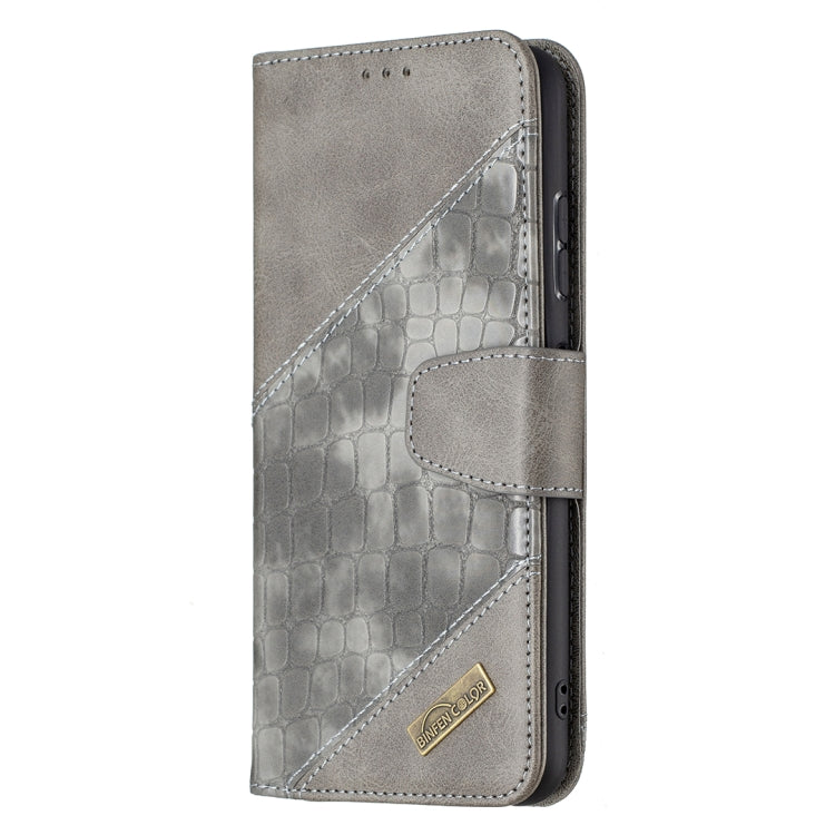 For Samsung Galaxy A22 5G Matching Color Crocodile Texture Horizontal Flip PU Leather Case with Wallet & Holder & Card Slots