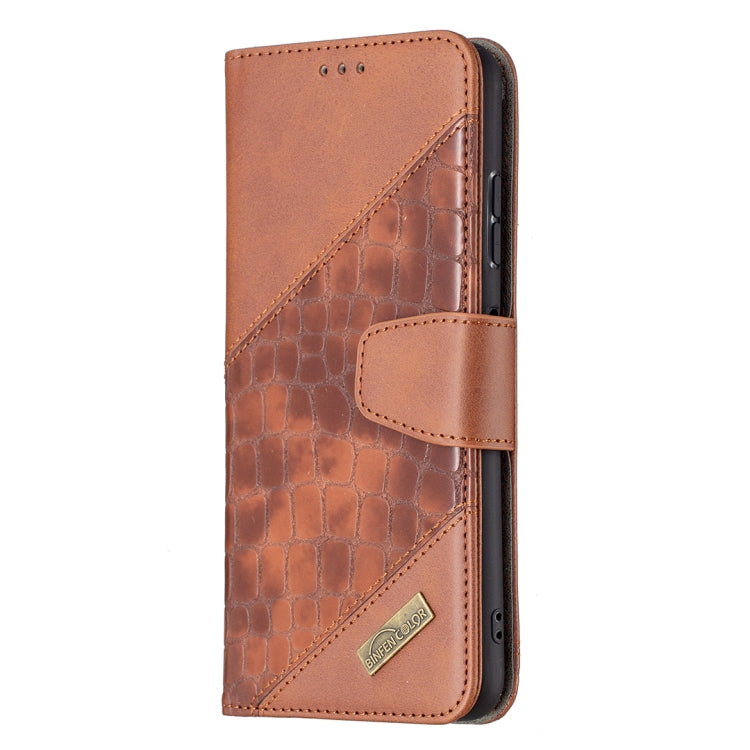 For Samsung Galaxy A22 5G Matching Color Crocodile Texture Horizontal Flip PU Leather Case with Wallet & Holder & Card Slots