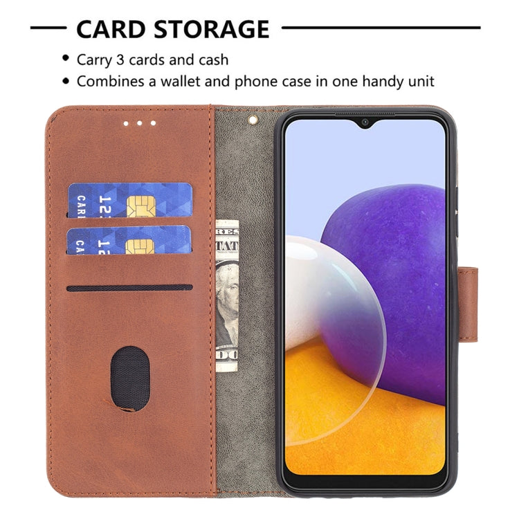 For Samsung Galaxy A22 5G Matching Color Crocodile Texture Horizontal Flip PU Leather Case with Wallet & Holder & Card Slots