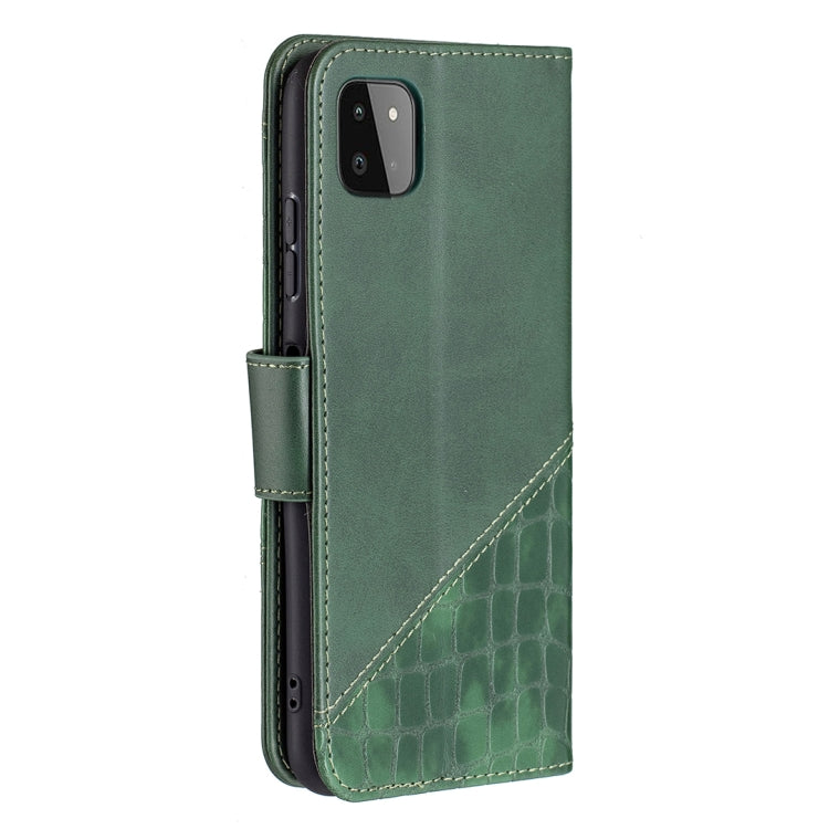 For Samsung Galaxy A22 5G Matching Color Crocodile Texture Horizontal Flip PU Leather Case with Wallet & Holder & Card Slots