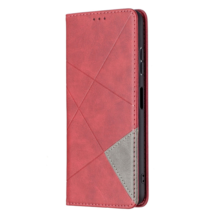 For Samsung Galaxy A22 5G Rhombus Texture Horizontal Flip Magnetic Leather Case with Holder & Card Slots