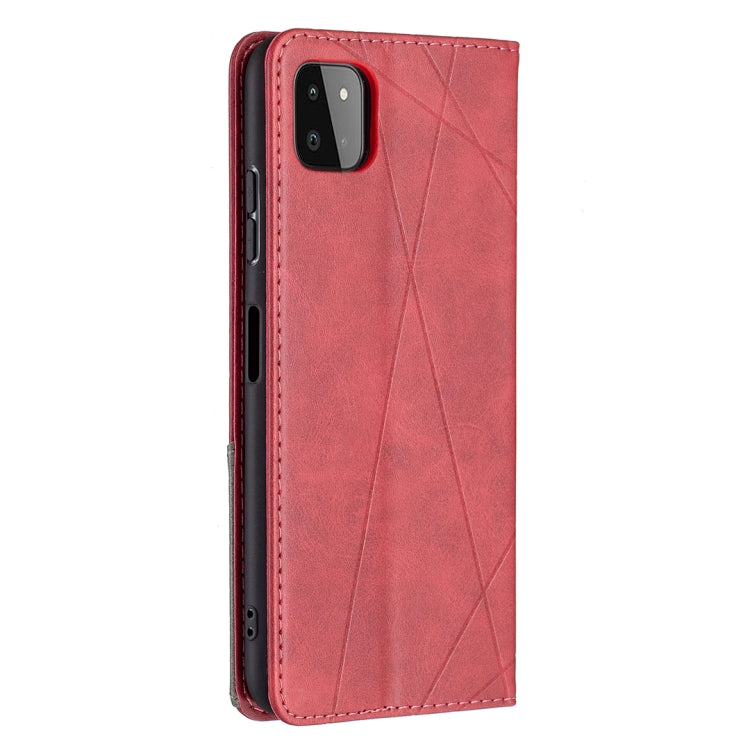 For Samsung Galaxy A22 5G Rhombus Texture Horizontal Flip Magnetic Leather Case with Holder & Card Slots